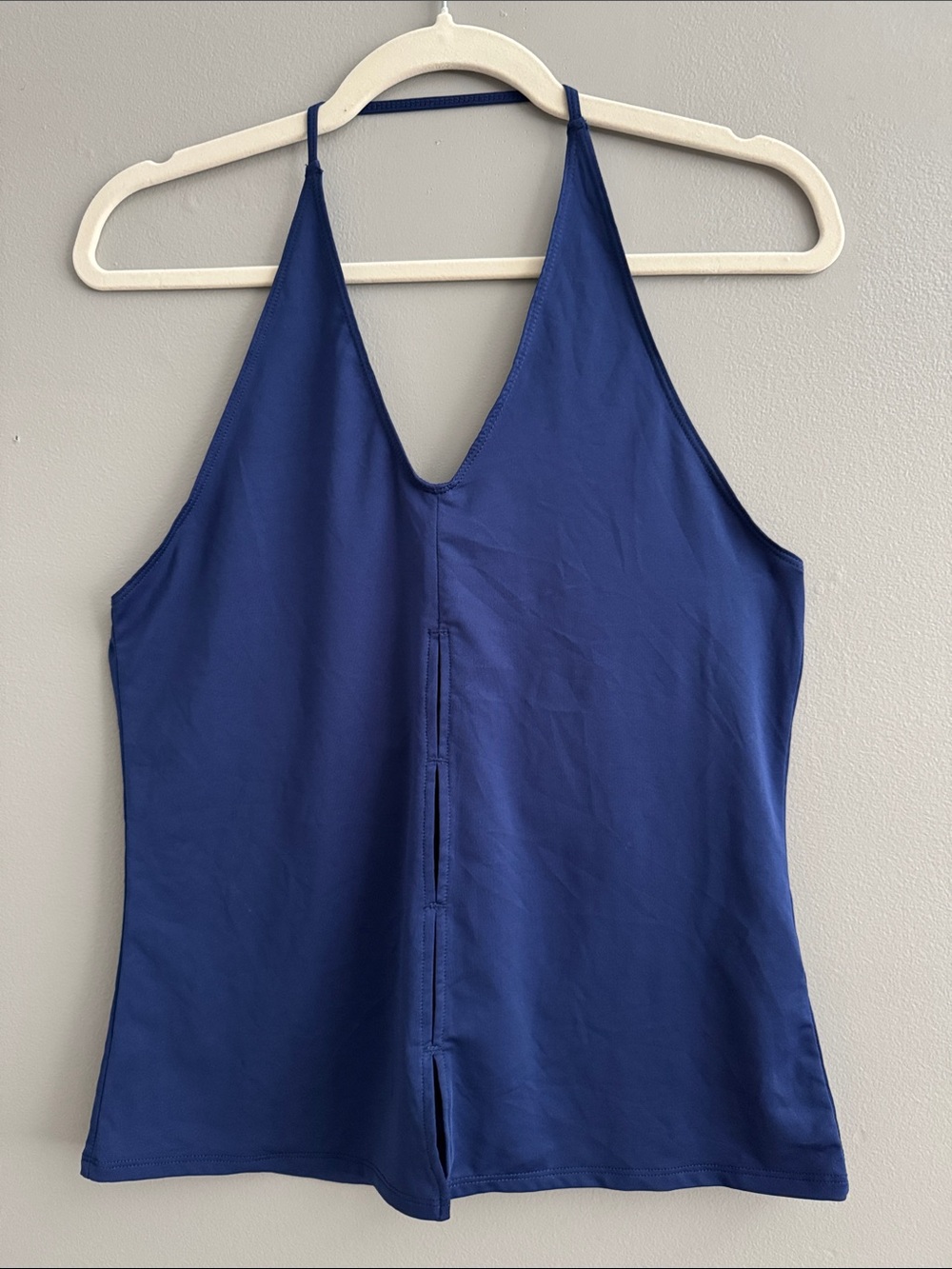 Fabletics Blue halter scoop back tank